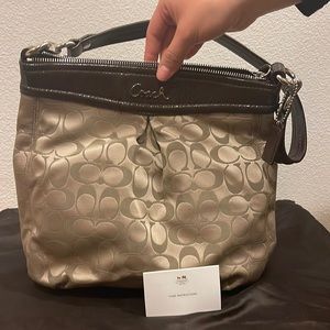 🤎🤎COACH ASHLEY SMAPP SIGNATURE SATEEN & PATENT LEATHER TRIM CROSSBODY BAG!🤎🤎